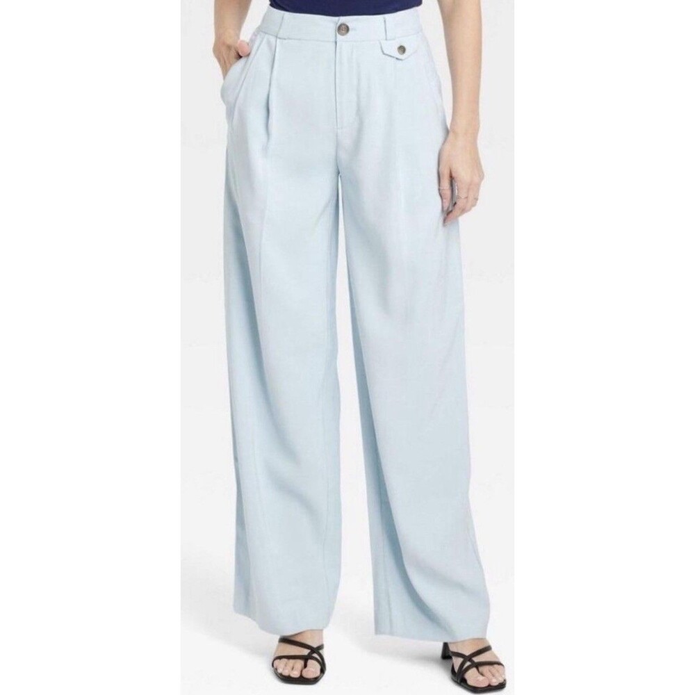Target A New Day High Rise Wide Leg Pleated Pants size 4R- Light Blue - NWT
